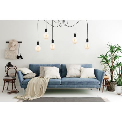 Csillár zsinóron MIROS 5xE27/60W/230V pók fekete