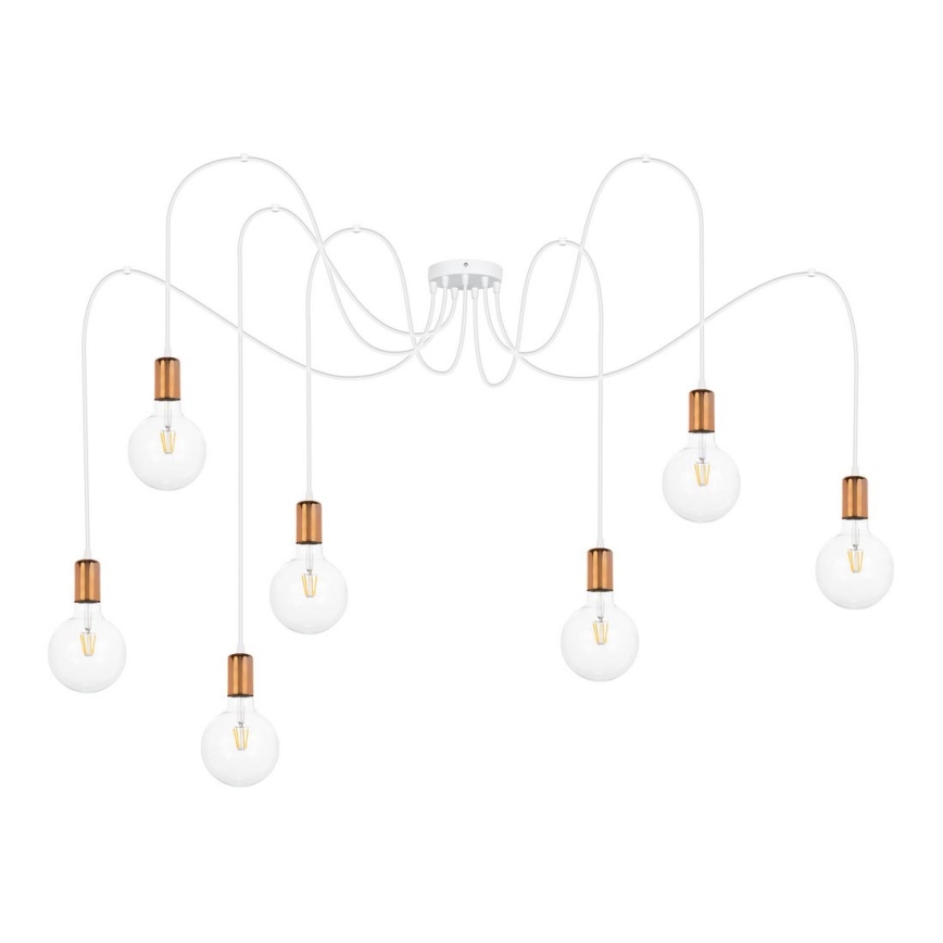 Csillár zsinóron MIROS 7xE27/60W/230V fehér/réz