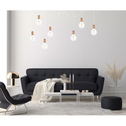 Csillár zsinóron MIROS 7xE27/60W/230V fehér/réz