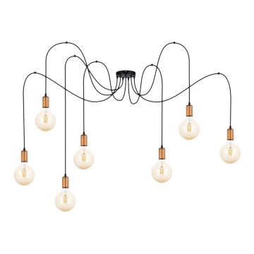 Csillár zsinóron MIROS 7xE27/60W/230V fekete/réz