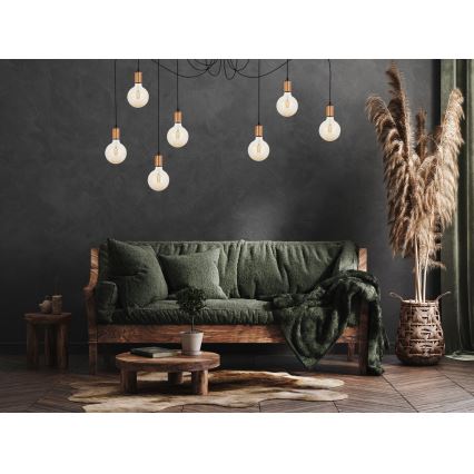 Csillár zsinóron MIROS 7xE27/60W/230V fekete/réz