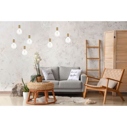 Csillár zsinóron MIROS 7xE27/60W/230V pók fehér/arany