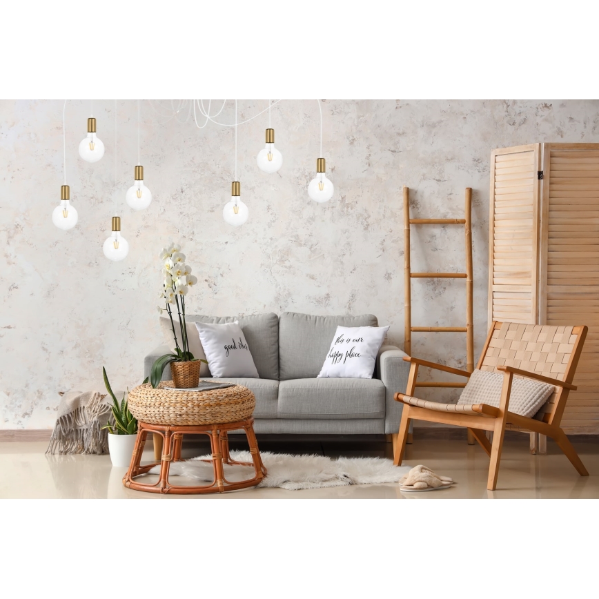 Csillár zsinóron MIROS 7xE27/60W/230V pók fehér/arany