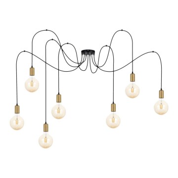 Csillár zsinóron MIROS 7xE27/60W/230V pók fekete/arany