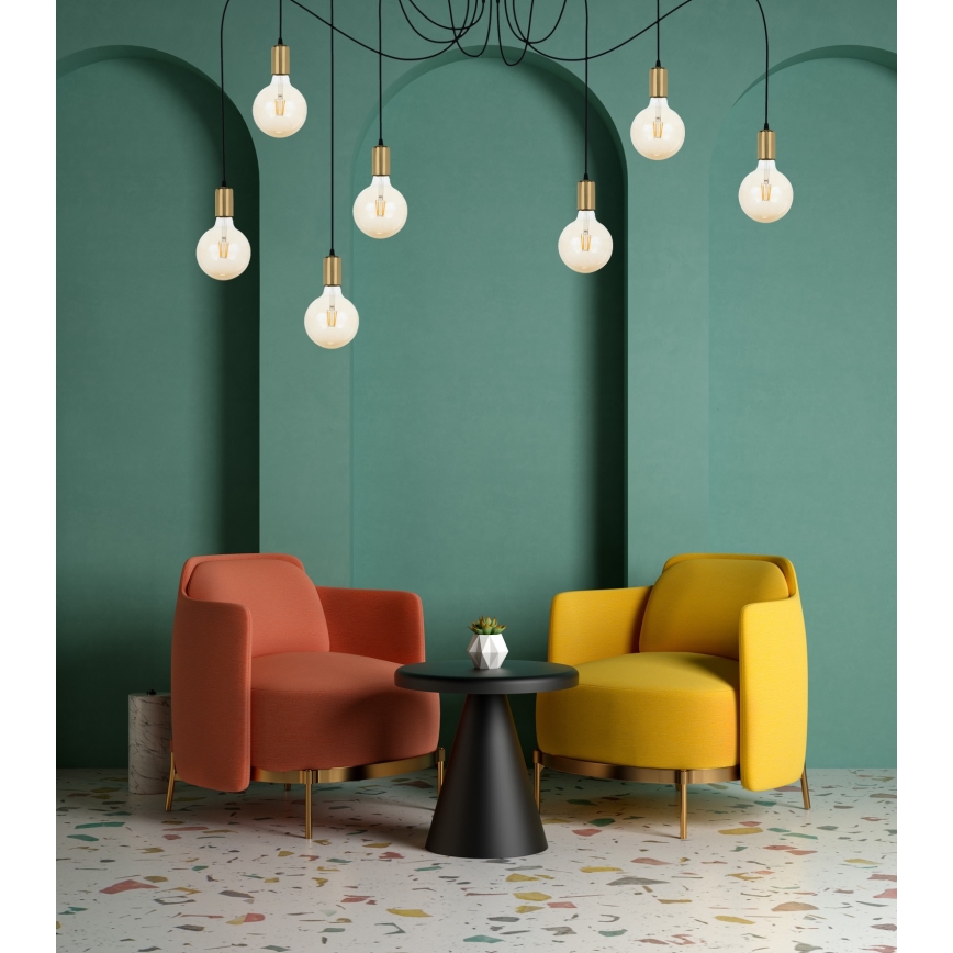 Csillár zsinóron MIROS 7xE27/60W/230V pók fekete/arany