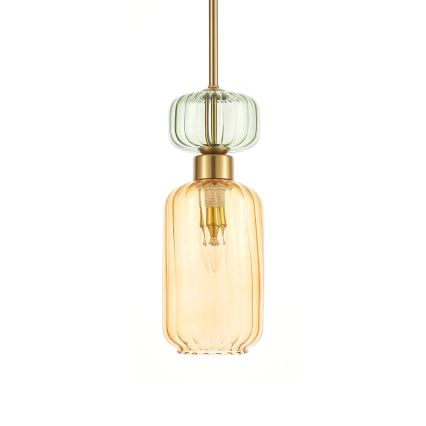 Csillár zsinóron MOLLY 1xE14/40W/230V átm. 12 cm arany/narancs/zöld