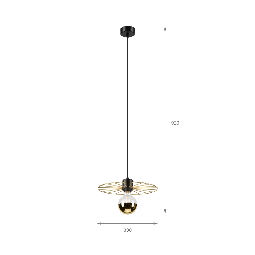 Csillár zsinóron MONTANA 1xE27/15W/230V átm. 30 cm arany/fekete
