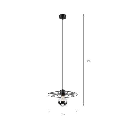 Csillár zsinóron MONTANA 1xE27/15W/230V átm. 30 cm fekete