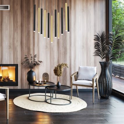 Csillár zsinóron MONZA 11xG9/8W/230V fekete/arany