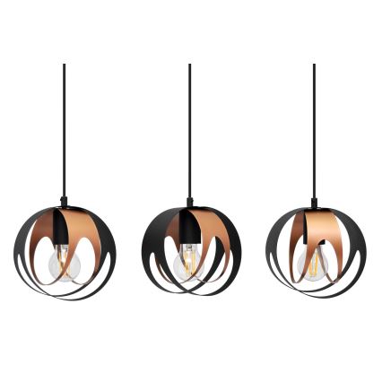 Csillár zsinóron MOONLIGHT 3xE27/15W/230V fekete/réz