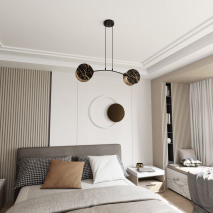 Csillár zsinóron MOTIF 2xE27/15W/230V fekete/arany