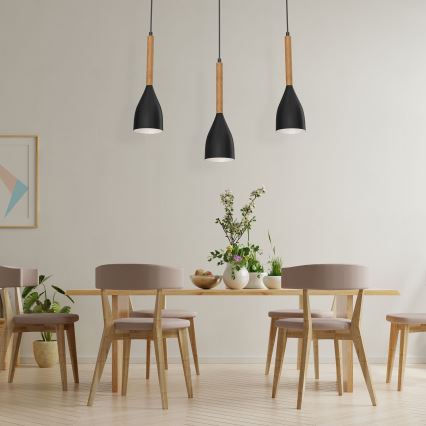 Csillár zsinóron MUZA NEW 3xE27/60W/230V fekete