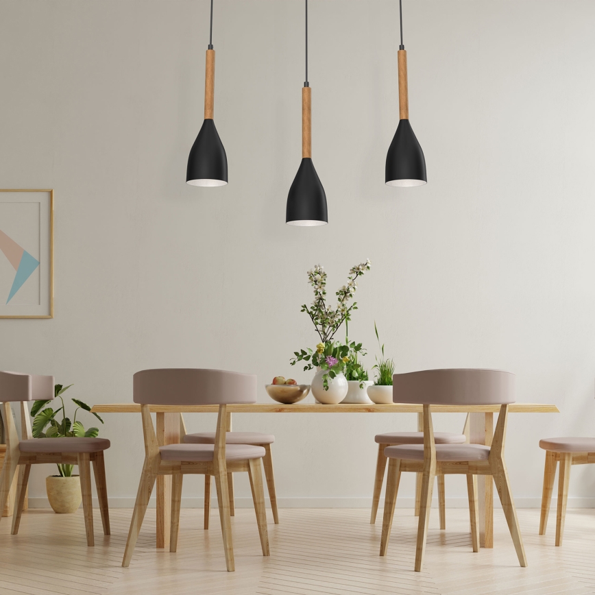 Csillár zsinóron MUZA NEW 3xE27/60W/230V fekete