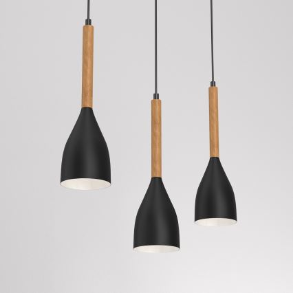 Csillár zsinóron MUZA NEW 3xE27/60W/230V fekete