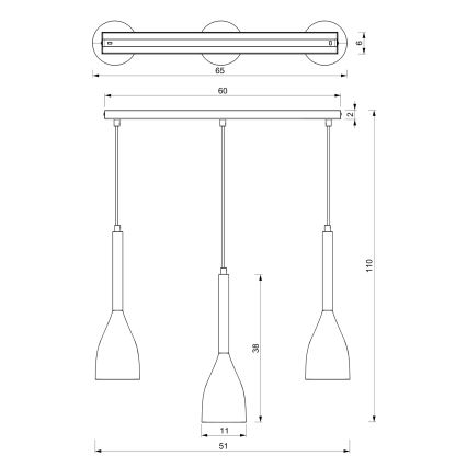 Csillár zsinóron MUZA NEW 3xE27/60W/230V fekete