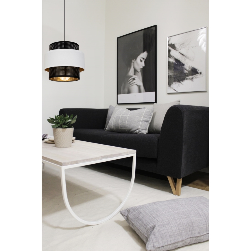 Csillár zsinóron NESS 1xE27/60W/230V fekete/fehér