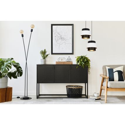 Csillár zsinóron NESS 2xE27/60W/230V á. 30 cm fekete/fehér