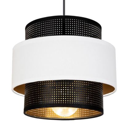 Csillár zsinóron NESS 2xE27/60W/230V á. 30 cm fekete/fehér