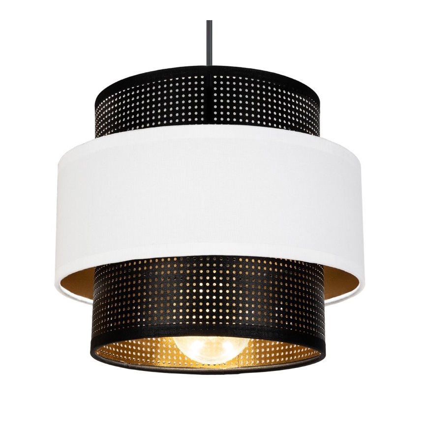 Csillár zsinóron NESS 2xE27/60W/230V á. 30 cm fekete/fehér