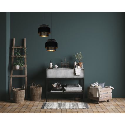 Csillár zsinóron NESS 2xE27/60W/230V á. 30 cm fekete