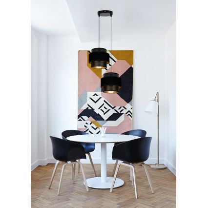 Csillár zsinóron NESS 2xE27/60W/230V á. 30 cm fekete