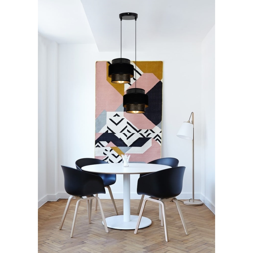 Csillár zsinóron NESS 2xE27/60W/230V á. 30 cm fekete