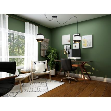 Csillár zsinóron NESS 2xE27/60W/230V pók fekete/fehér