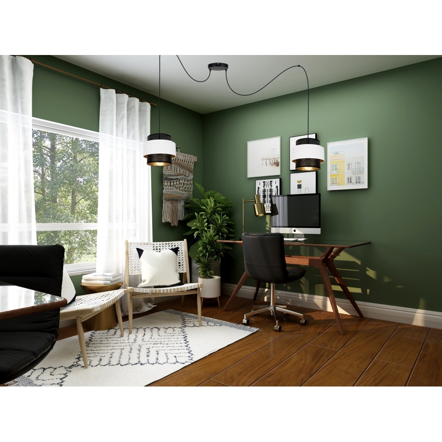 Csillár zsinóron NESS 2xE27/60W/230V pók fekete/fehér