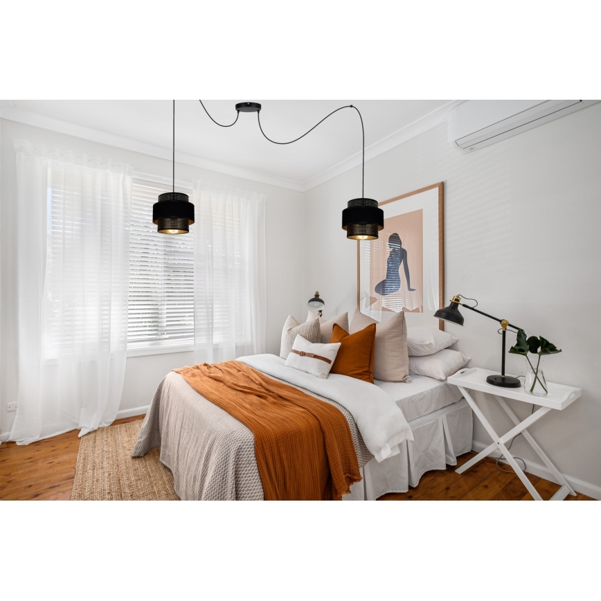 Csillár zsinóron NESS 2xE27/60W/230V pók fekete