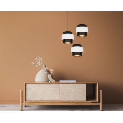 Csillár zsinóron NESS 3xE27/60W/230V á. 45 cm fekete/fehér