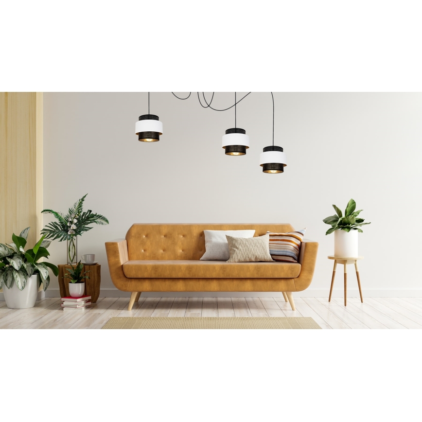 Csillár zsinóron NESS 3xE27/60W/230V pók fekete/fehér