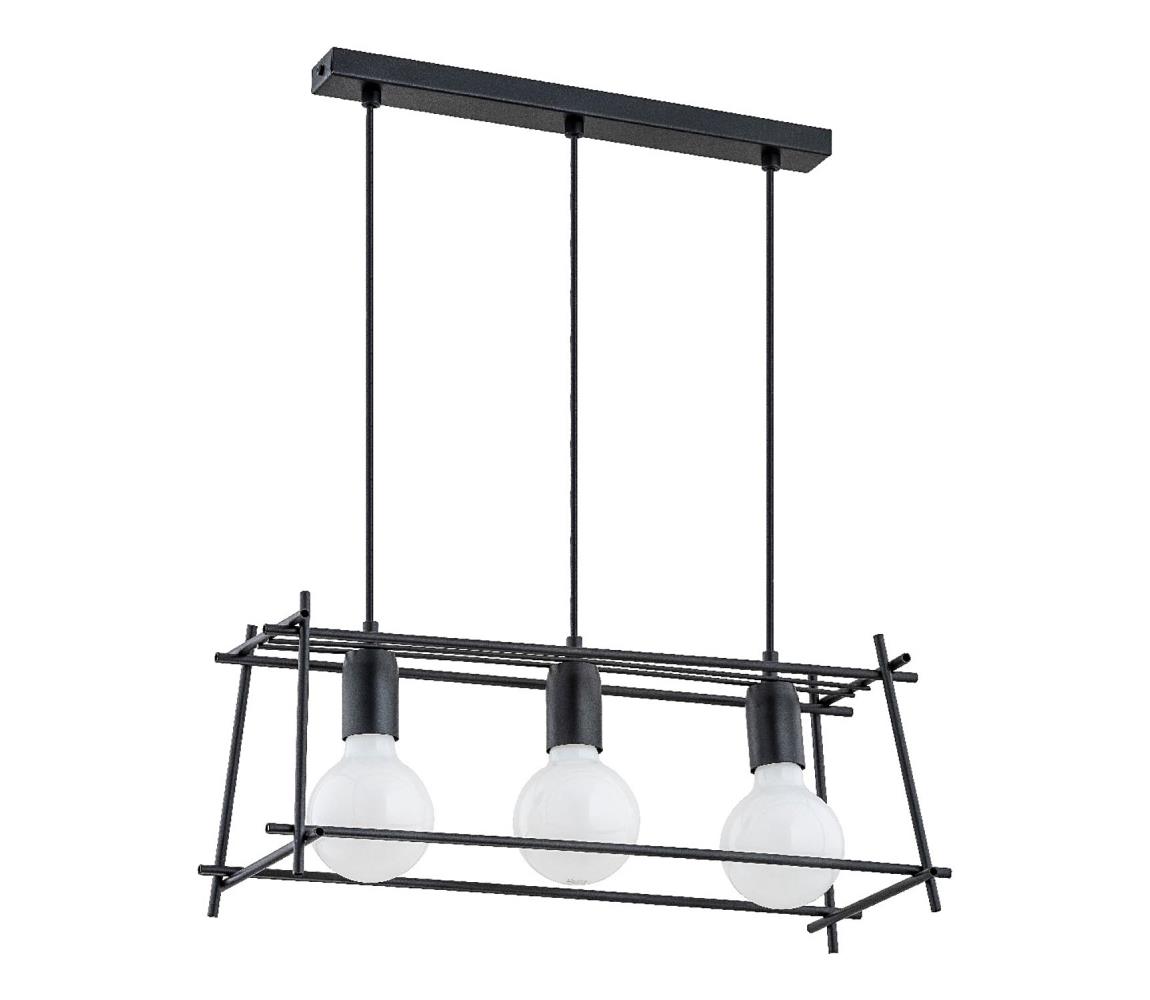 Csillár zsinóron NETI 3xE27/15W/230V fekete 62039