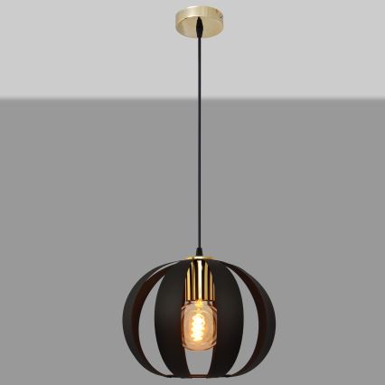 Csillár zsinóron NEWTON 1xE27/15W/230V fekete/arany