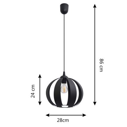 Csillár zsinóron NEWTON 1xE27/15W/230V fekete