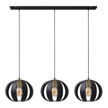 Csillár zsinóron NEWTON 3xE27/15W/230V fekete/arany