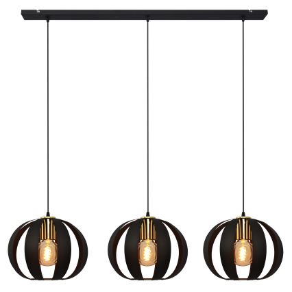 Csillár zsinóron NEWTON 3xE27/15W/230V fekete/arany