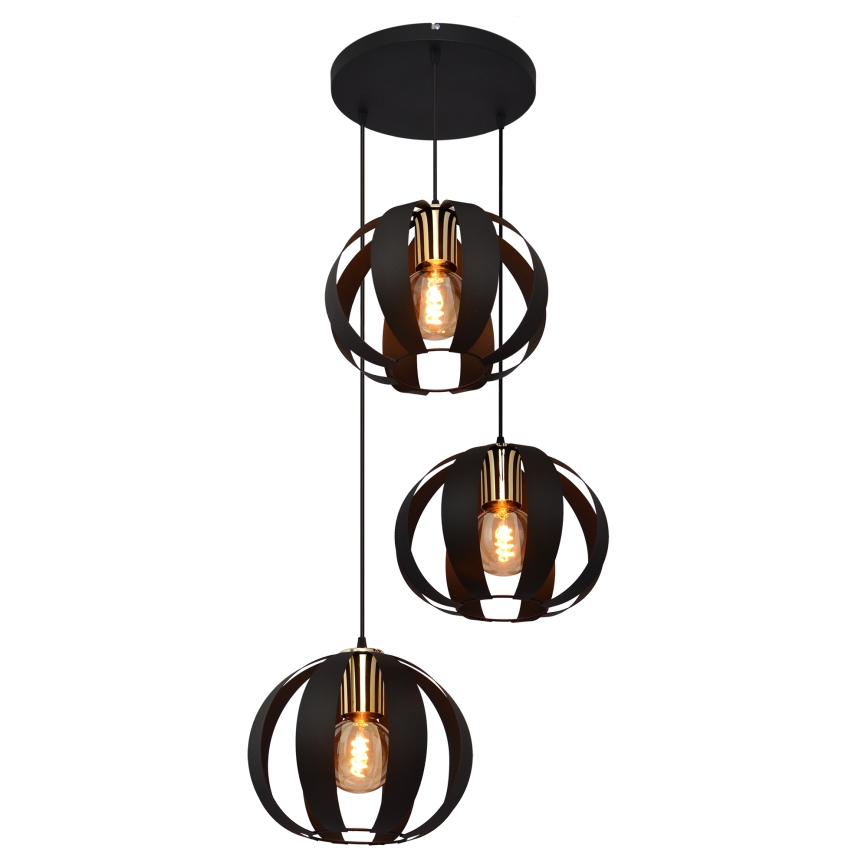 Csillár zsinóron NEWTON 3xE27/15W/230V fekete