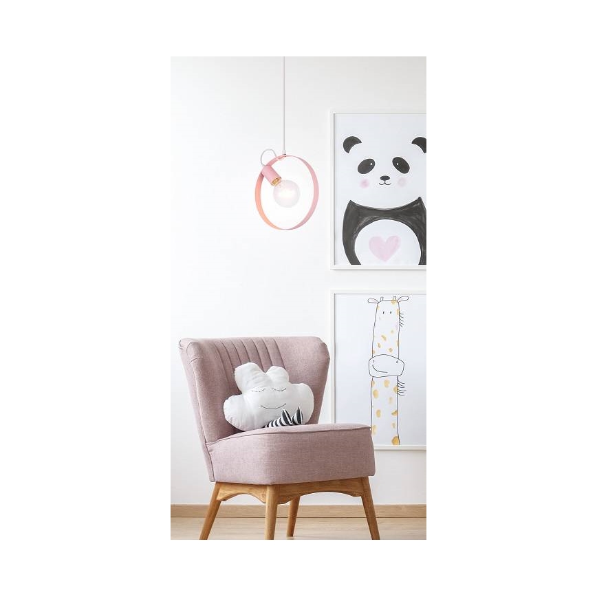 Csillár zsinóron NEXO 1xE27/40W/230V rózsaszín