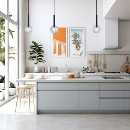 Csillár zsinóron NIKO 1xG9/9W/230V átm. 15 cm fekete