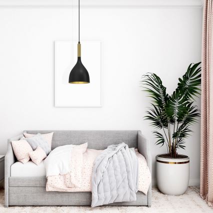 Csillár zsinóron NOAK 1xE27/15W/230V fekete/arany