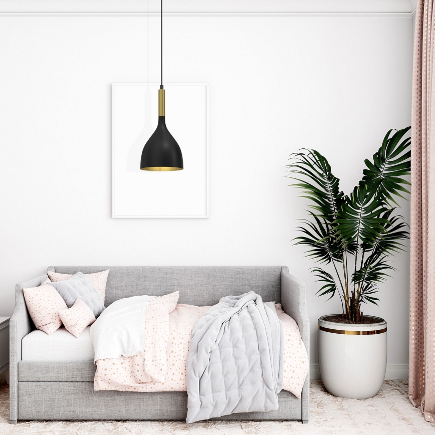 Csillár zsinóron NOAK 1xE27/15W/230V fekete/arany