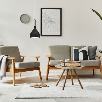 Csillár zsinóron NOAK 1xE27/15W/230V fekete/fényezett króm