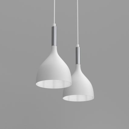 Csillár zsinóron NOAK 2xE27/15W/230V fehér/fényezett króm