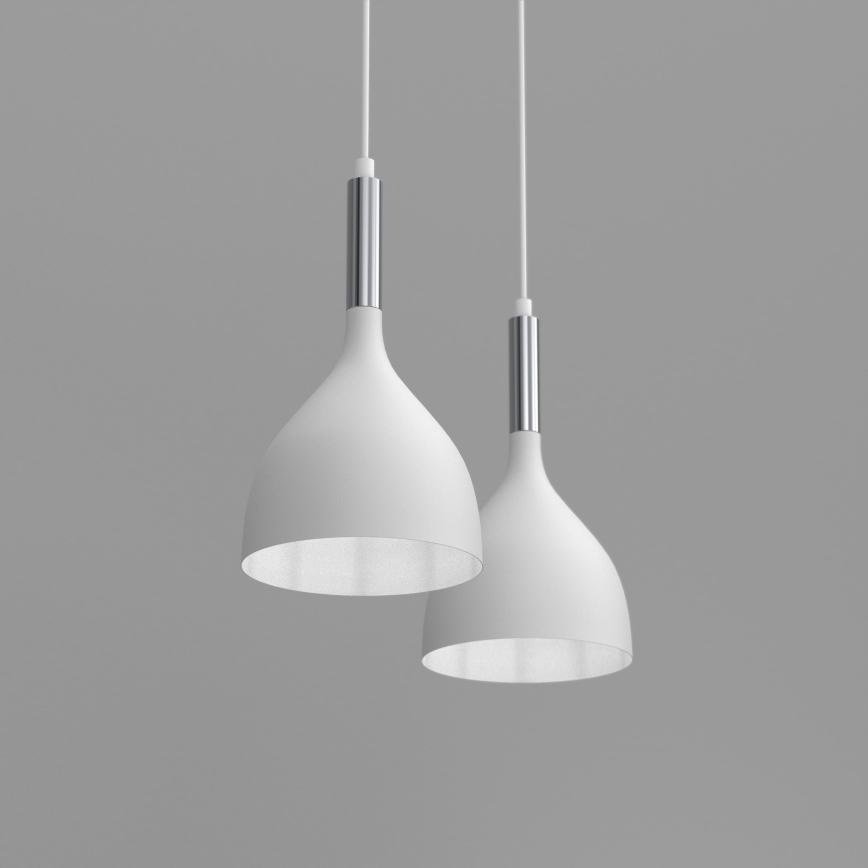 Csillár zsinóron NOAK 2xE27/15W/230V fehér/fényezett króm