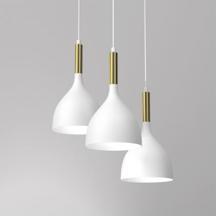 Csillár zsinóron NOAK 3xE27/15W/230V fehér/arany