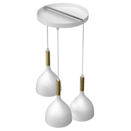 Csillár zsinóron NOAK 3xE27/15W/230V fehér/arany