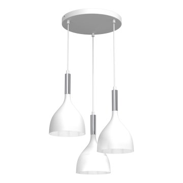 Csillár zsinóron NOAK 3xE27/15W/230V fehér/fényezett króm
