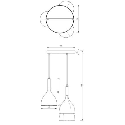 Csillár zsinóron NOAK 3xE27/15W/230V fehér/fényezett króm
