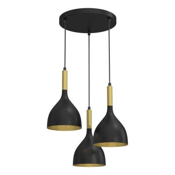 Csillár zsinóron NOAK 3xE27/15W/230V fekete/arany