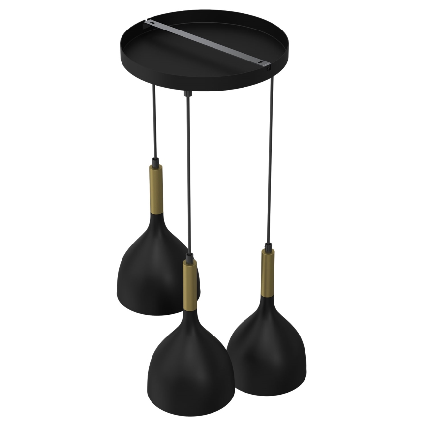 Csillár zsinóron NOAK 3xE27/15W/230V fekete/arany